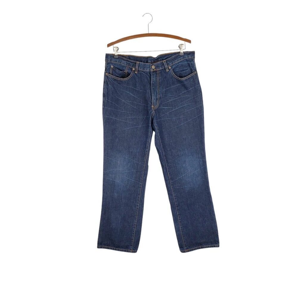 Vintage Polo Ralph Lauren Jeans Dark Wash Cotton Denim Whiskers Size 35 x 30